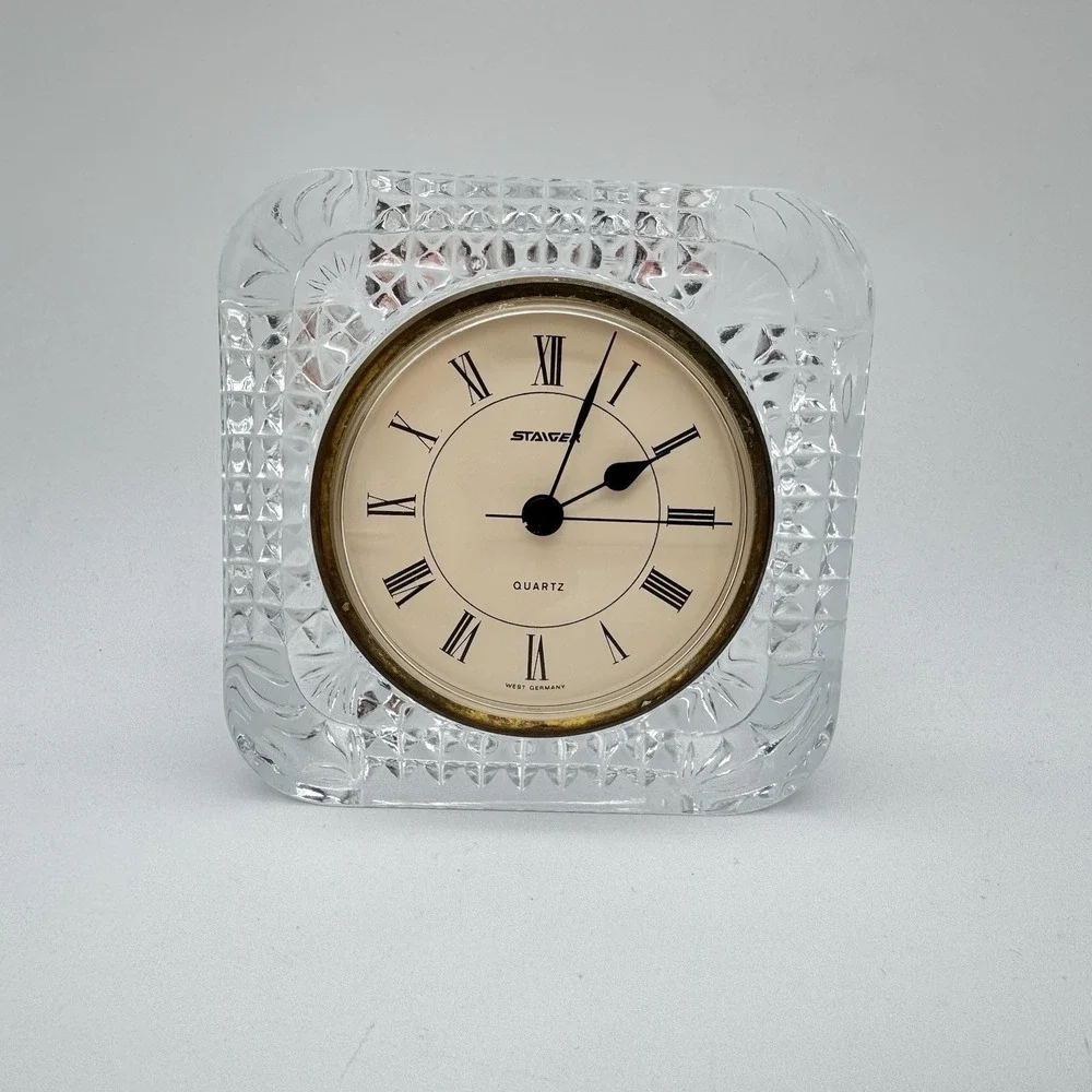 STAIGER Mantel Clock Quartz Lead Crystal Vintage 4